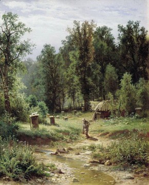 Gehölz Werke - Bienenfamilien im Wald 1876 klassische Landschaft Ivan Ivanovich Bäume
